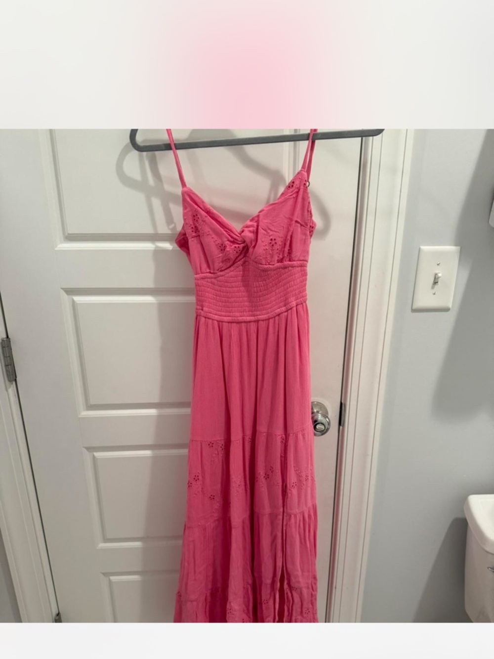 Hollister Pink Eyelet Spaghetti-Strap Maxi Dress